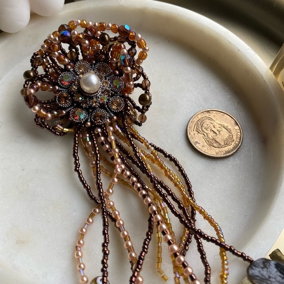 Beautiful Kirks Folly multicolor beaded broach pin - Picture 3 of 7